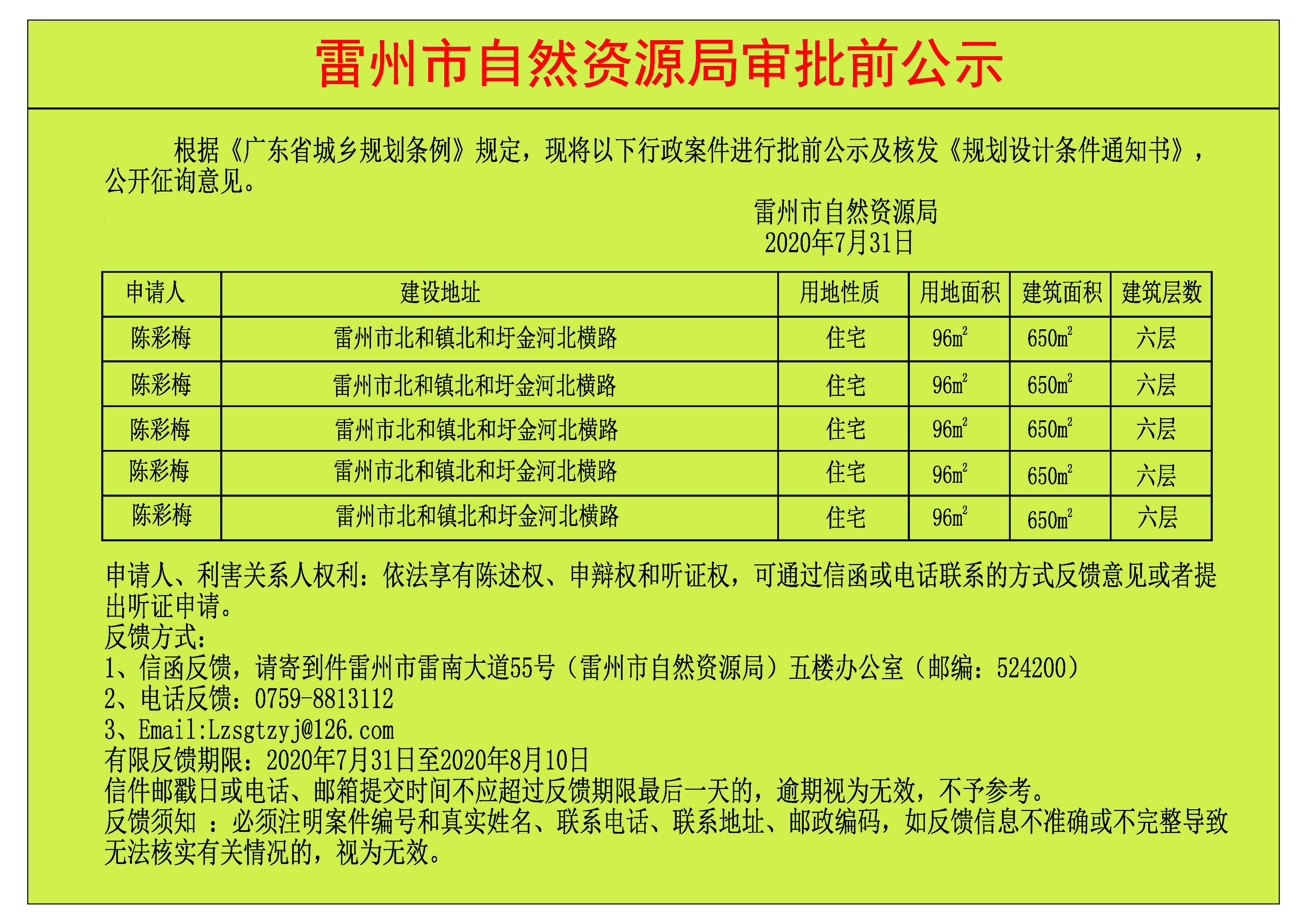 關于核發(fā)《規(guī)劃設計條件通知書》審批前公示（陳彩梅）.jpg