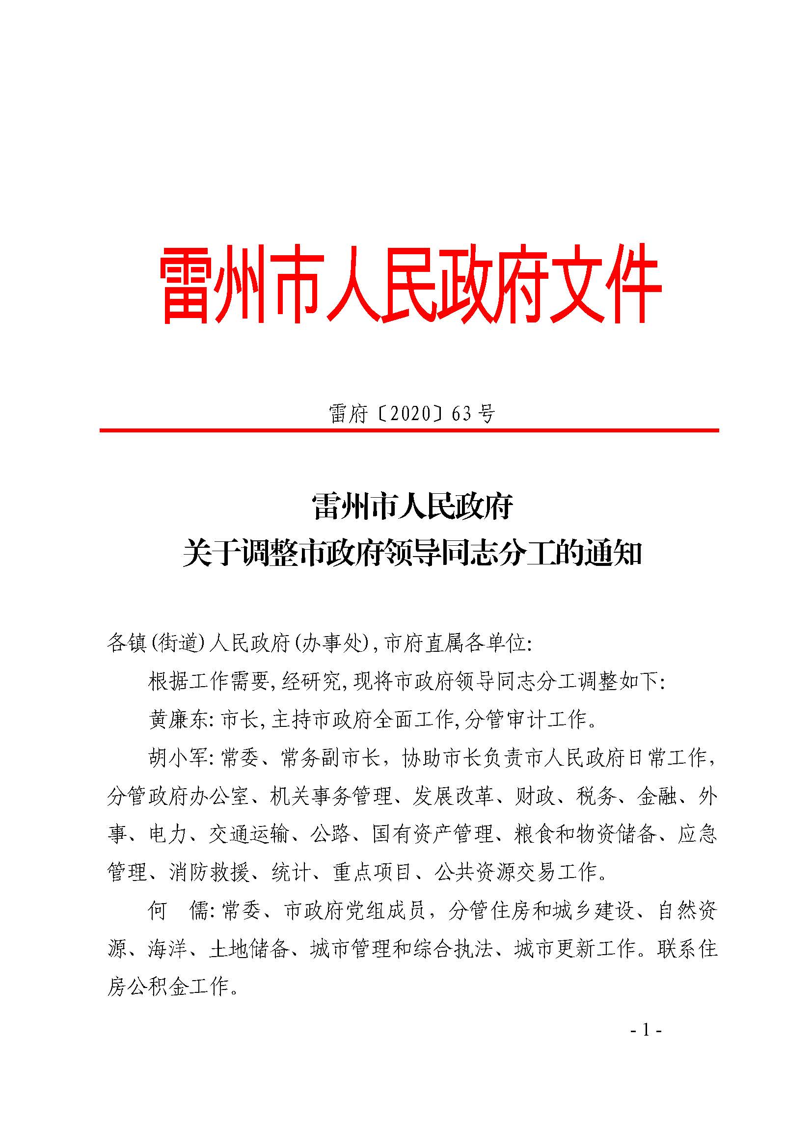 雷州市人民政府關于調整市政府領導同志分工的通知_頁面_1.jpg