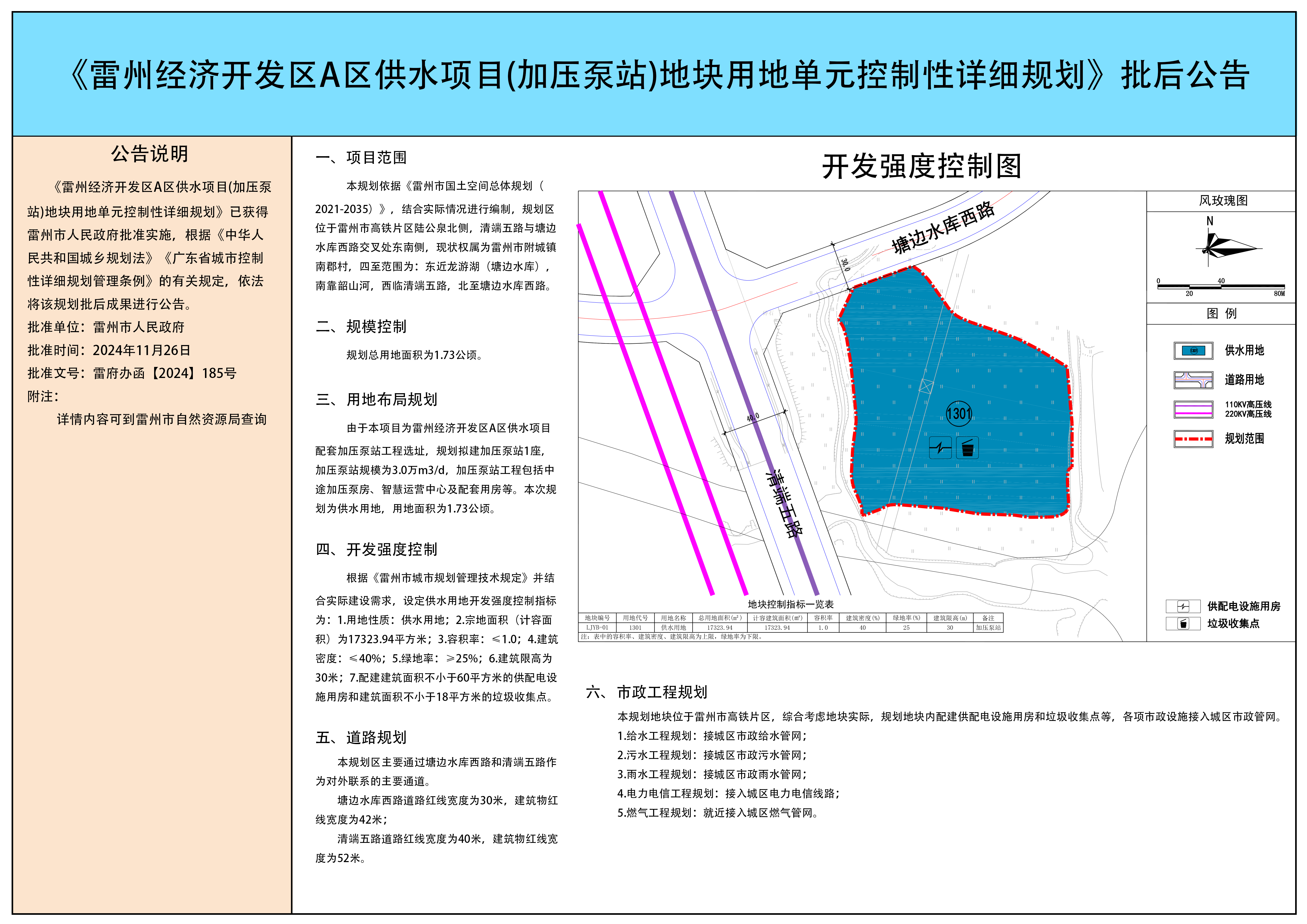 雷州經濟開發(fā)區(qū)A區(qū)供水項目(加壓泵站)地塊用地單元控制性詳細規(guī)劃批后公告.png