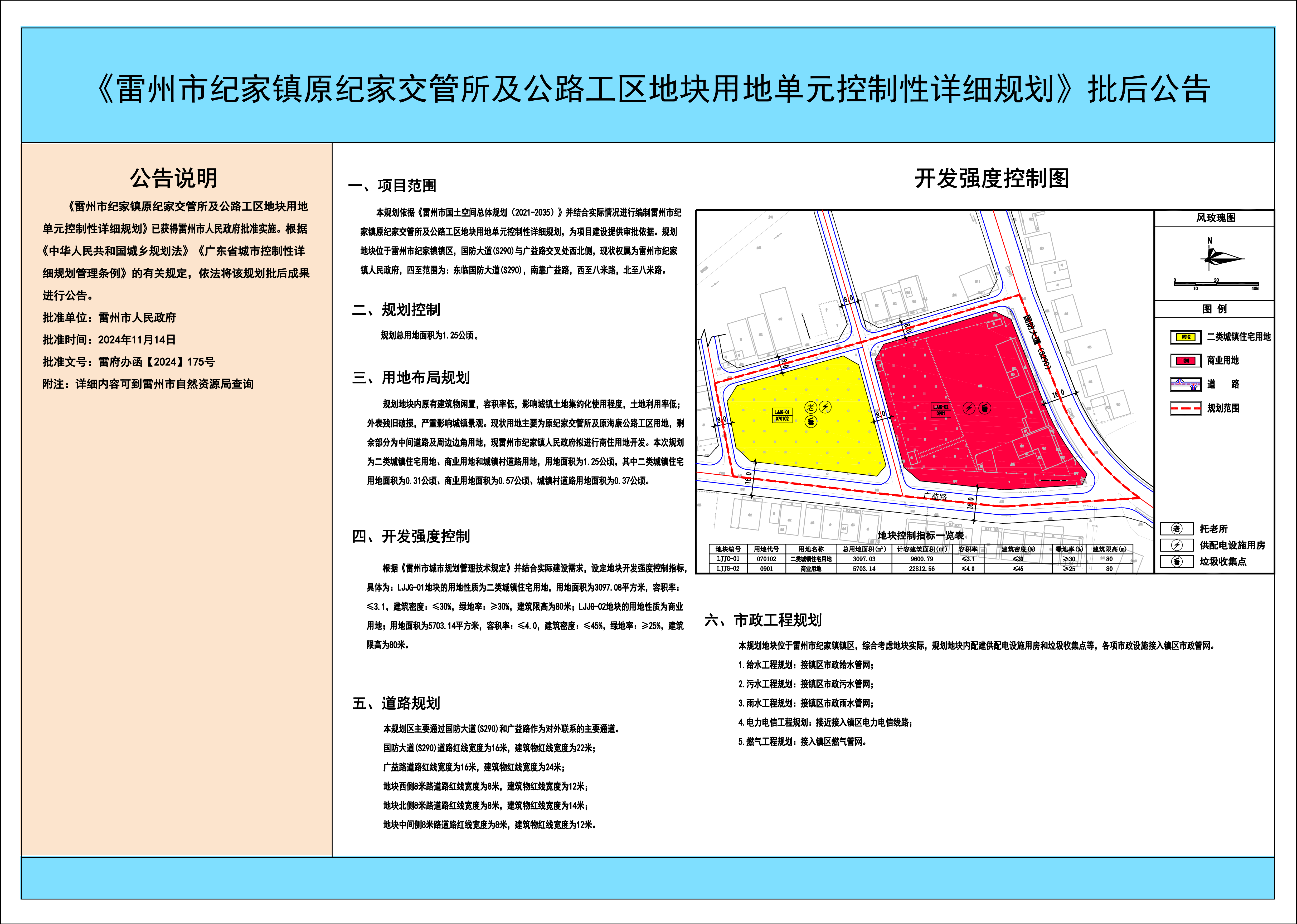 雷州市紀家鎮(zhèn)原紀家交管所及公路工區(qū)地塊用地單元控制性詳細規(guī)劃批后公告.png